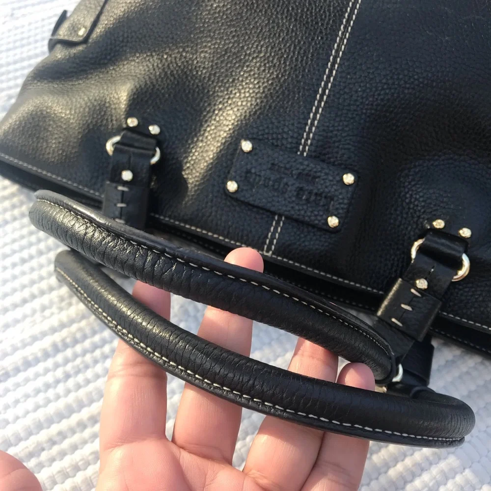 Kate Spade Pebble Leather Satchel Large Black Shoulder Work Bag
